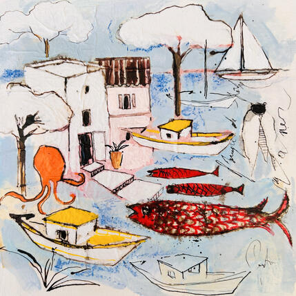 Gemälde Mer pastel von Colombo Cécile | Gemälde