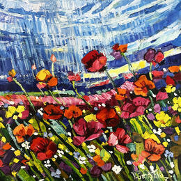 Painting Summer rain and the poppies by Georgieva Vanya | Painting