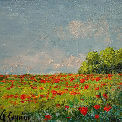Painting Quelques coquelicots by Sannier Daniel | Painting Impressionism Oil Landscapes