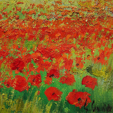 Painting Le champ de coquelicots by Sannier Daniel | Painting Impressionism Oil Landscapes