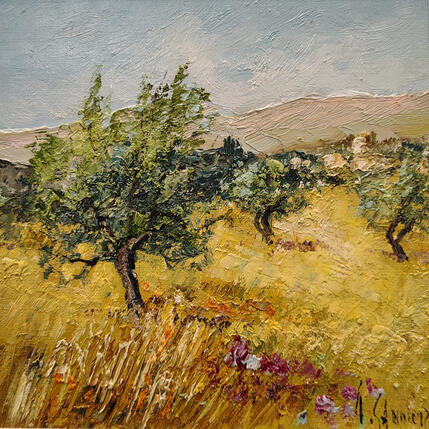 Painting Oliviers dans les herbes sèches by Sannier Daniel | Painting Impressionism Oil Landscapes, Pop icons