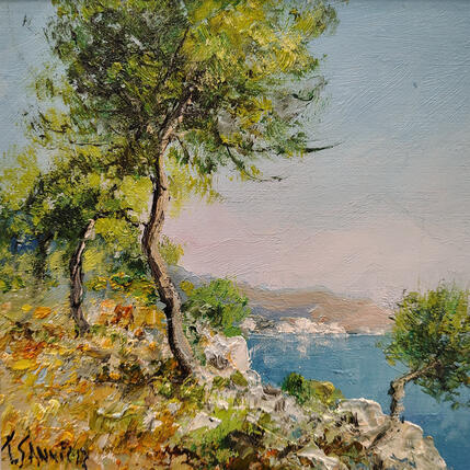 Painting Sur l'ile de Agistri by Sannier Daniel | Painting Impressionism Oil Landscapes, Pop icons