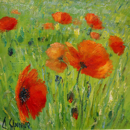 Painting Les coquelicots by Sannier Daniel | Painting Impressionism Oil Landscapes