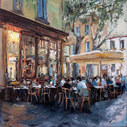 Peinture Café on Rue Cler par Klemens Alexandr | Tableau