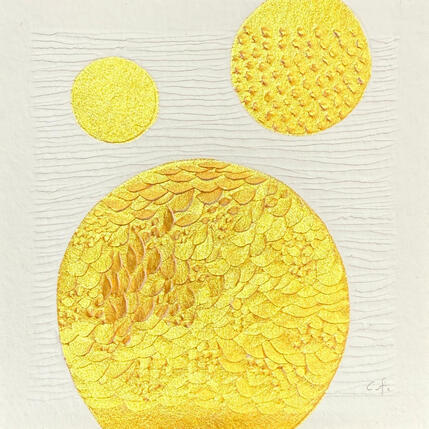 Gemälde Reflets sur l’eau  von Caitrin Alexandre | Gemälde Abstrakt Blattgold Minimalistisch