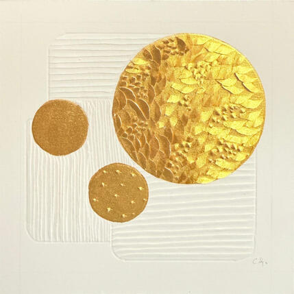 Gemälde Coquillages au soleil von Caitrin Alexandre | Gemälde Abstrakt Acryl, Blattgold Minimalistisch