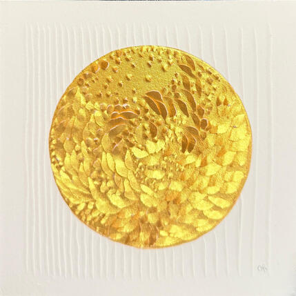 Painting Caché dans le sable by Caitrin Alexandre | Painting Abstract Gold leaf Minimalist
