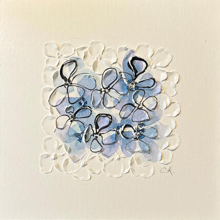 Painting Blue cloud by Caitrin Alexandre | Painting Figurative Ink, Watercolor Minimalist, Nature