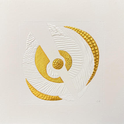 Gemälde Clock tick von Caitrin Alexandre | Gemälde Abstrakt Blattgold Minimalistisch, Pop-Ikonen