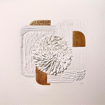 Gemälde Arch wheel von Caitrin Alexandre | Gemälde Abstrakt Blattgold Minimalistisch, Pop-Ikonen