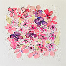 Painting Snowcicle Hydrangea by Caitrin Alexandre | Painting Abstract Gold leaf Minimalist