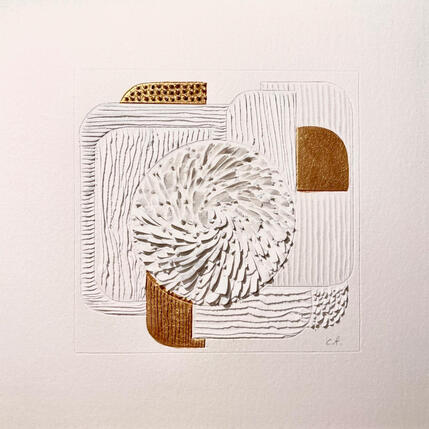 Painting Snowcicle Hydrangea by Caitrin Alexandre | Painting Abstract Gold leaf Minimalist