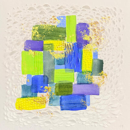 Gemälde West fields von Caitrin Alexandre | Gemälde Abstrakt Acryl, Blattgold Minimalistisch