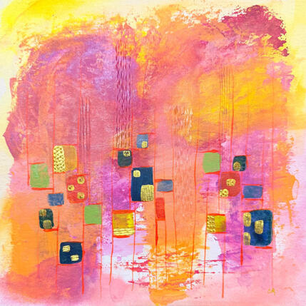 Painting La Cité Perdue by Caitrin Alexandre | Painting Abstract Acrylic, Gold leaf Minimalist