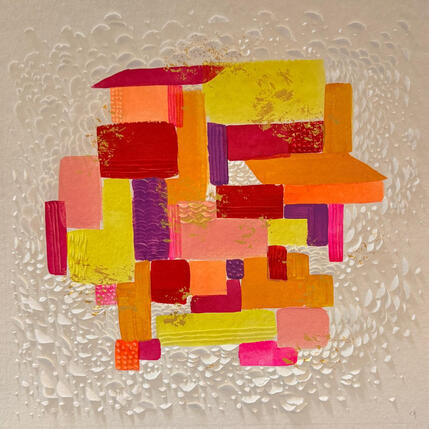 Gemälde Cabanes tchanquées von Caitrin Alexandre | Gemälde Abstrakt Acryl, Blattgold Minimalistisch