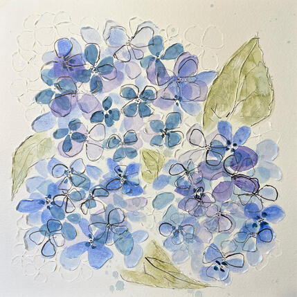 Gemälde Lady Nobuko von Caitrin Alexandre | Gemälde Figurativ Aquarell, Blattgold Minimalistisch, Natur