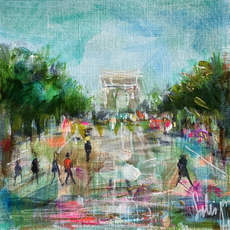 Peinture Les Champs Élysées par Solveiga | Tableau Acrylique
