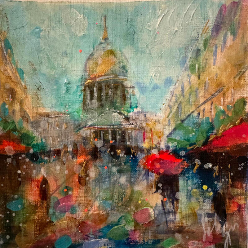 Gemälde Romantic Paris von Solveiga | Gemälde Acryl