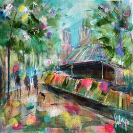 Gemälde Les quais au printemps  von Solveiga | Gemälde Figurativ Acryl Alltagsszenen, Landschaften, Pop-Ikonen, Urban