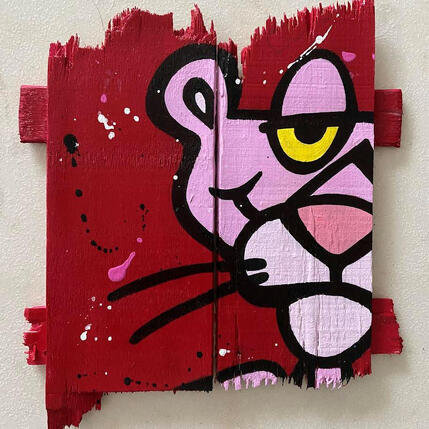 Painting F2 panthère rose by Marie G.  | Painting Pop-art Acrylic, Wood Pop icons