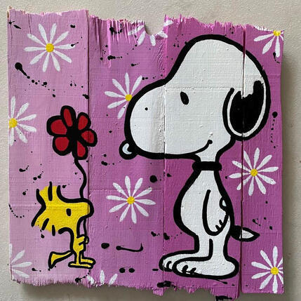 Painting F3 Snoopy flower by Marie G.  | Painting Pop-art Acrylic, Wood Pop icons