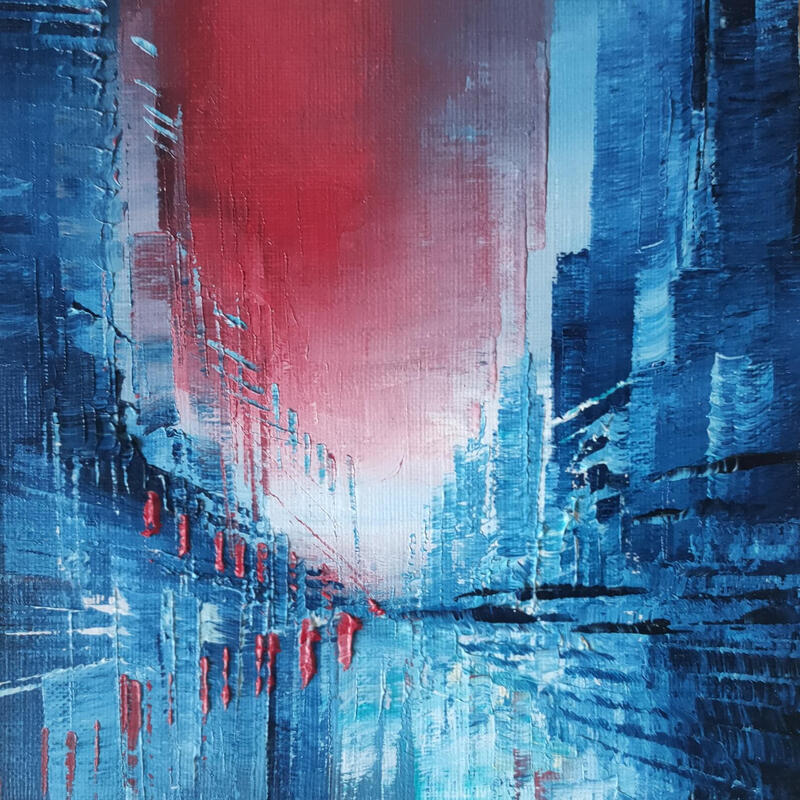 Peinture Ciel rouge par Levesque Emmanuelle | Tableau Huile