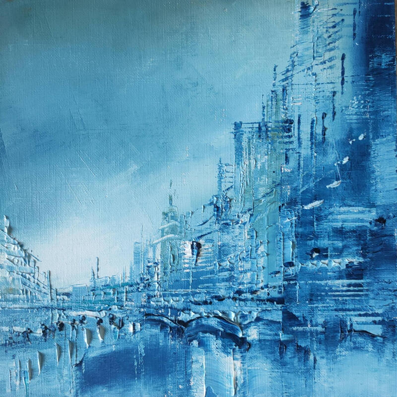 Peinture I love blue par Levesque Emmanuelle | Tableau Huile