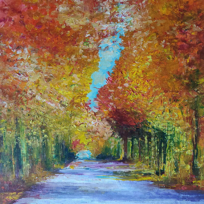 Peinture Promenade automnale par Levesque Emmanuelle | Tableau Huile