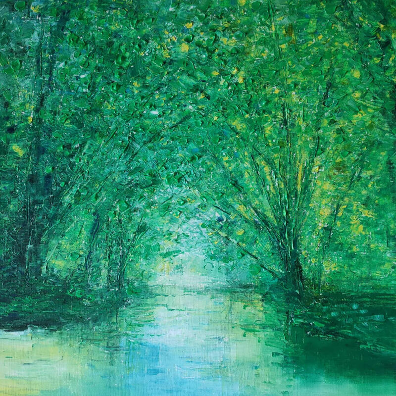 Peinture Baignade champêtre par Levesque Emmanuelle | Tableau Huile
