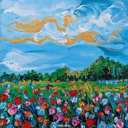 Gemälde Champ de fleurs sauvages von Amblard Florence | Gemälde Impressionismus Acryl Landschaften, Natur, Pop-Ikonen