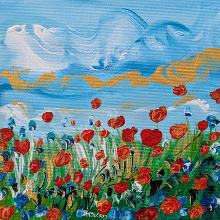 Gemälde Coquelicots von Amblard Florence | Gemälde Impressionismus Acryl Landschaften, Natur, Pop-Ikonen