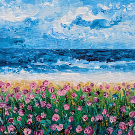 Pintura Œillets roses au bord de mer  por Amblard Florence | Pintura