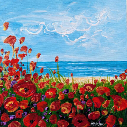 Pintura Coquelicots au bord de mer  por Amblard Florence | Pintura