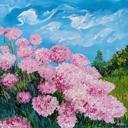 Pintura Hortensias roses por Amblard Florence | Pintura