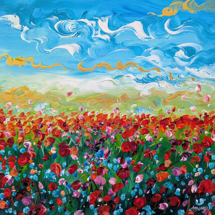 Pintura Le champ de fleurs  por Amblard Florence | Pintura