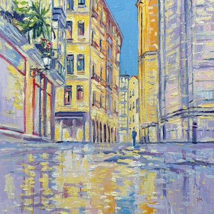 Peinture Une rue de Bilbao par Kochevykh Yulia | Tableau Figuratif Huile Architecture, Paysages, Urbain
