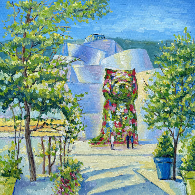 Painting Le chiot by Kochevykh Yulia | Painting Figurative Landscapes Urban Architecture Oil