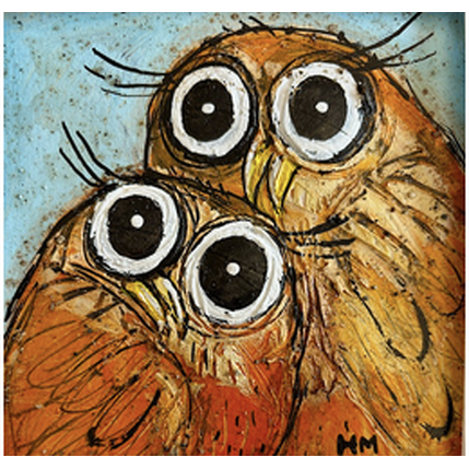 Gemälde 2 Chouettes von Maury Hervé | Gemälde Art brut Tiere