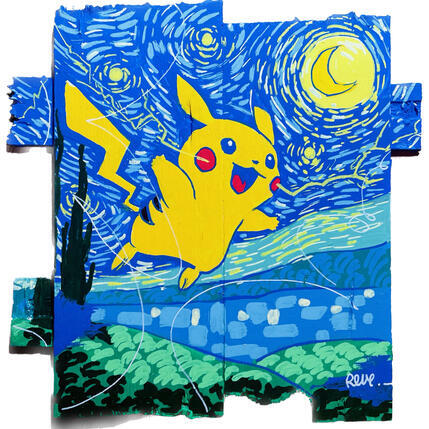 Peinture Nuit électrique par Revel | Tableau Pop-art Icones Pop