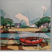 Painting La barque rouge by Langlois Jean-Luc | Painting