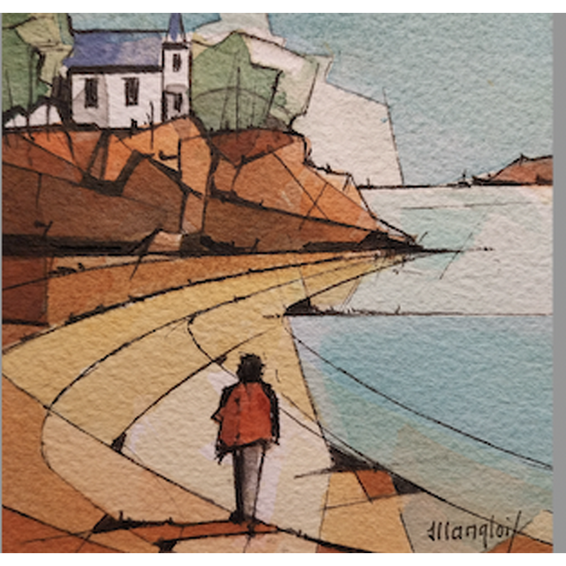 Painting 1 promeneur by Langlois Jean-Luc | Painting