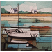 Pintura Bateau de pêche, 2 maisons por Langlois Jean-Luc | Pintura