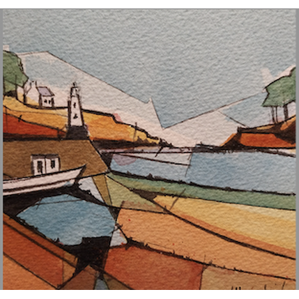 Painting 1 phare, 1 bateau, 1 maison by Langlois Jean-Luc | Painting