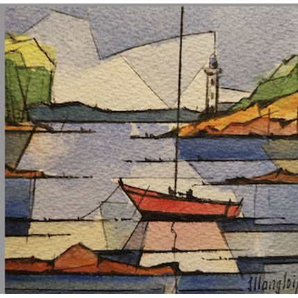 Pintura Marée basse et phare por Langlois Jean-Luc | Pintura
