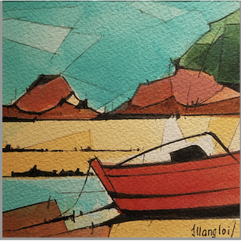 Pintura Le petit bateau por Langlois Jean-Luc | Pintura