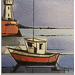 Painting 1 phare, 1 bateau (violet) by Langlois Jean-Luc | Painting