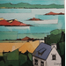 Peinture 1 maison, 3 rochers par Langlois Jean-Luc | Tableau