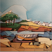 Pintura 1 barque, 3 maisons por Langlois Jean-Luc | Pintura