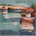 Pintura 1 bateau, 1 maison por Langlois Jean-Luc | Pintura