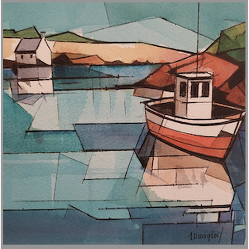 Pintura 1 bateau, 1 maison por Langlois Jean-Luc | Pintura